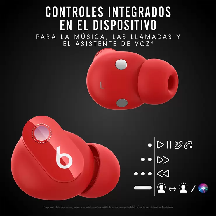 Beats Studio Buds Rojo Audífonos Inalámbricos con Cancelación de Ruido — Imagen 3 de 4