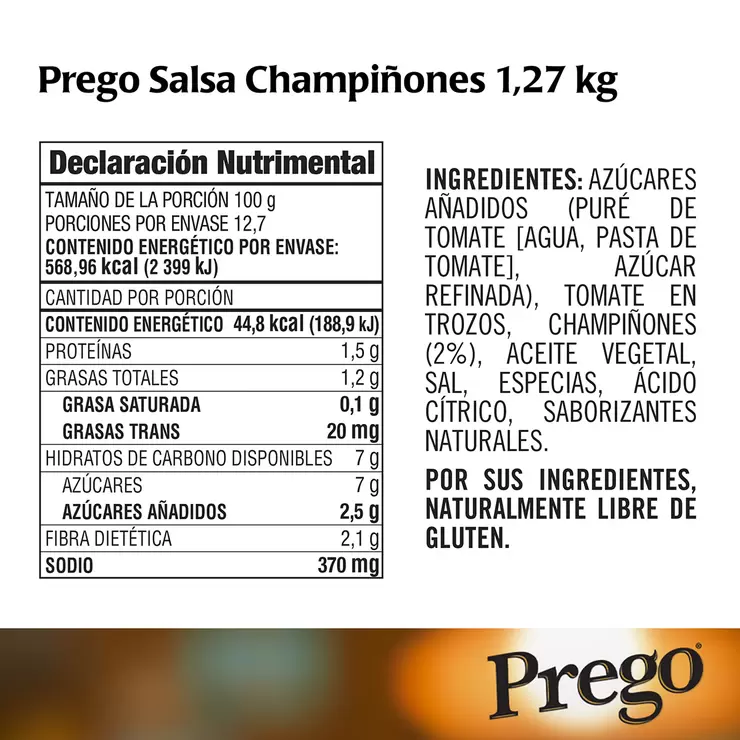 Prego Salsa con Champiñones 2 pzas de 1.27 kg — Imagen 3 de 4