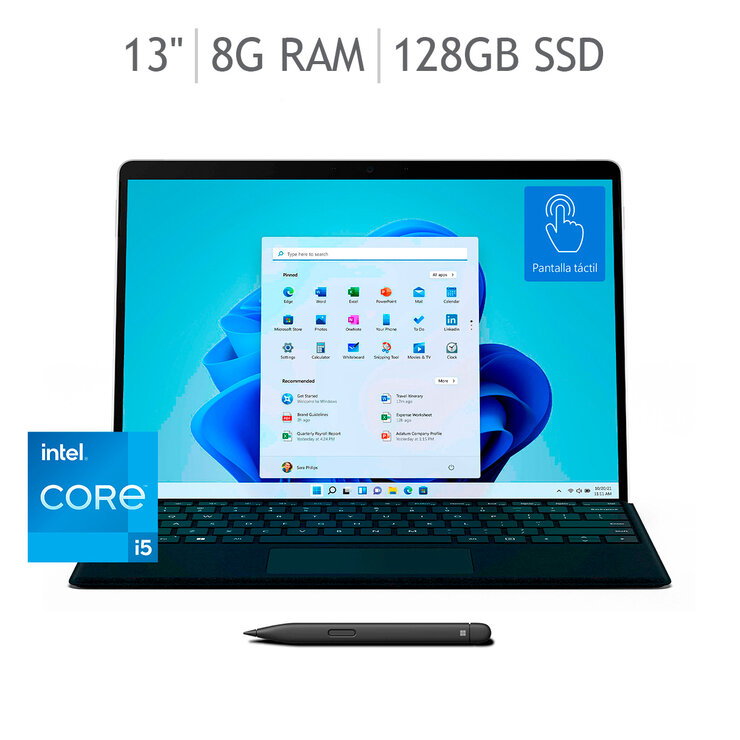 Microsoft Surface Pro 8 Platinum Intel Core i5 + Teclado Funda Negro — Imagen 1 de 4