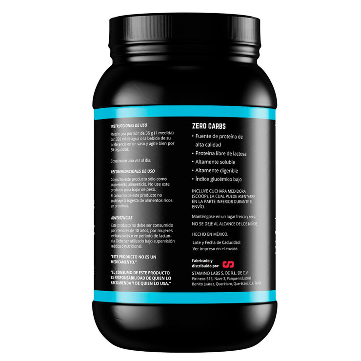 Stamino Labs Proteína Zero Carbs Sabor Chocolate 908 g — Imagen 2 de 3