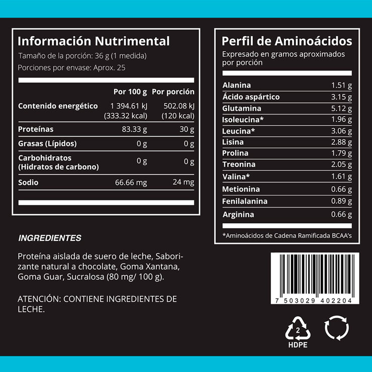Stamino Labs Proteína Zero Carbs Sabor Chocolate 908 g — Imagen 3 de 3