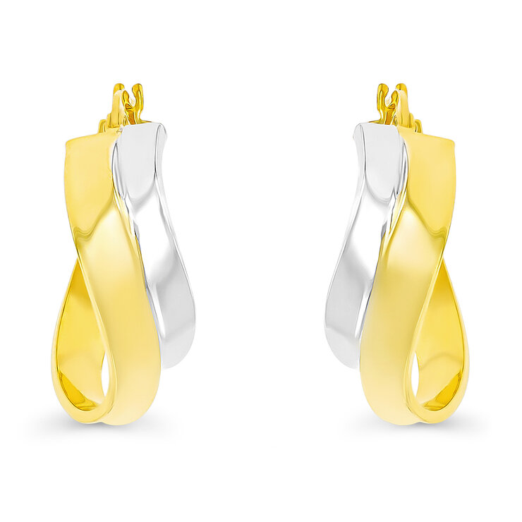 Aretes, Colgantes, Dos Tonos de Oro de 14K — Imagen 2 de 4