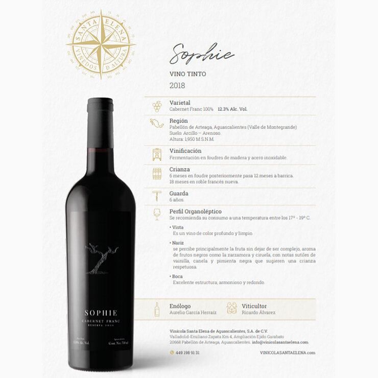 Vino Tinto Sophie Cabernet Franc Reserva 750ml — Imagen 2 de 3