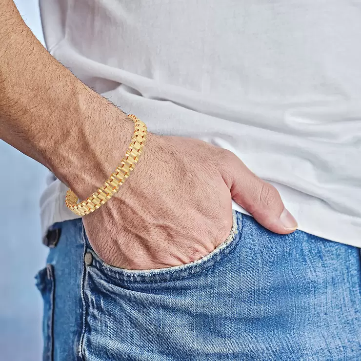 Pulsera para Caballero, Link, 21.59cm, Oro Italiano de 14kt — Imagen 3 de 3