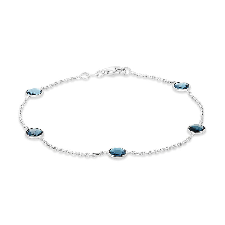 Pulsera de Topacio Azul Londres, Oro Blanco de 14K — Imagen 1 de 4