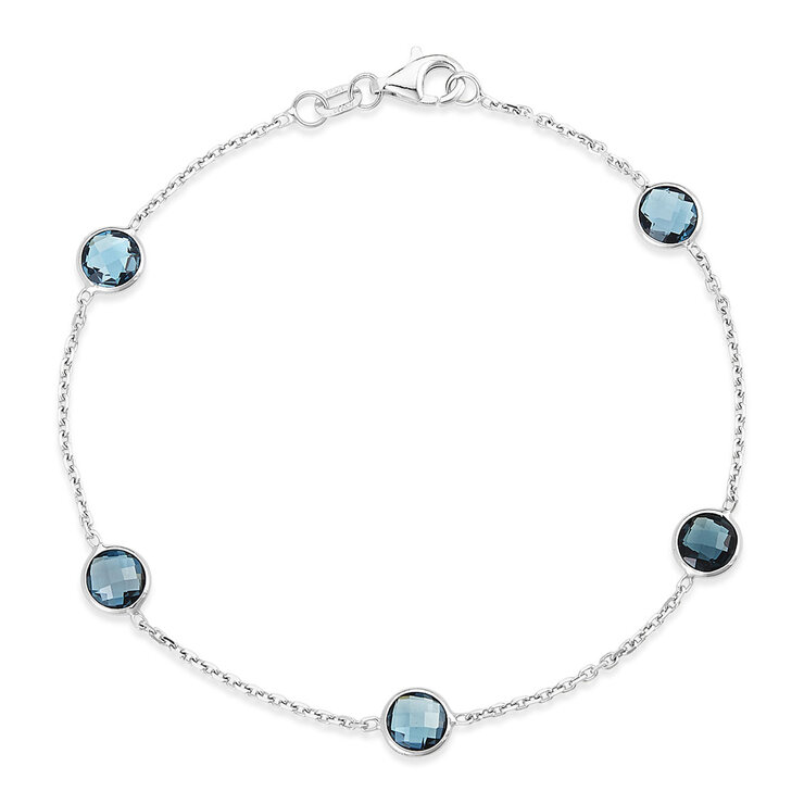 Pulsera de Topacio Azul Londres, Oro Blanco de 14K — Imagen 2 de 4