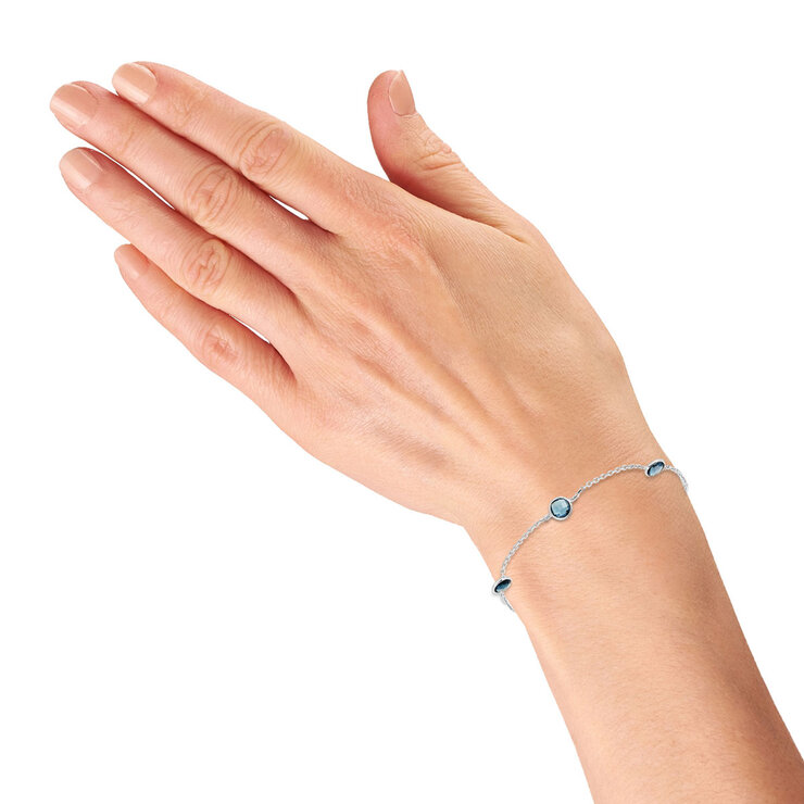 Pulsera de Topacio Azul Londres, Oro Blanco de 14K — Imagen 3 de 4