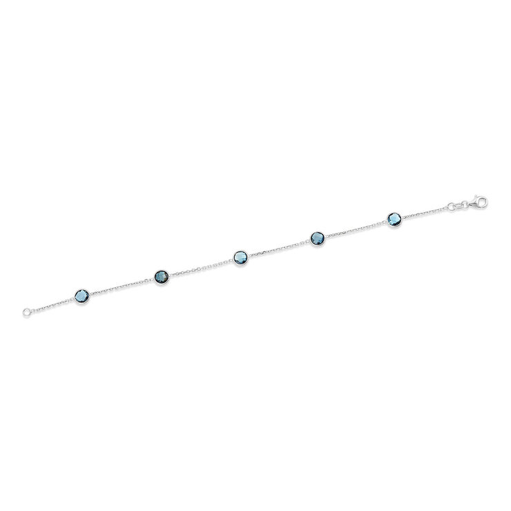 Pulsera de Topacio Azul Londres, Oro Blanco de 14K — Imagen 4 de 4