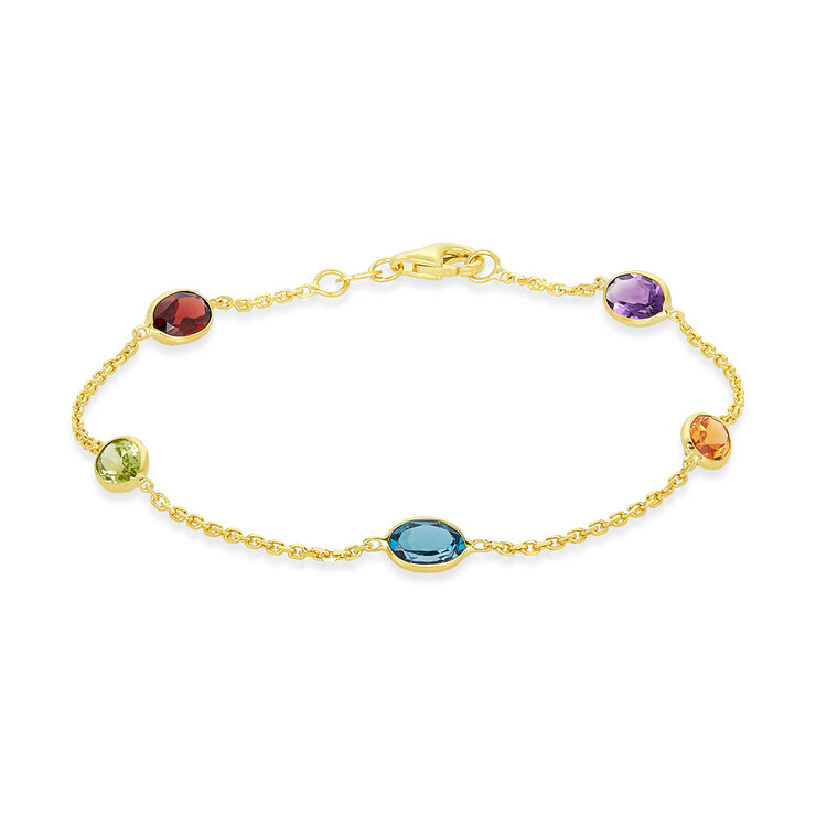 Pulsera multicolor de piedras semipreciosa, Oro Amarillo de 14K — Imagen 1 de 4