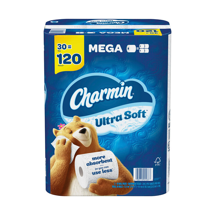 Charmin Papel Higiénico Ultra Soft 30 Mega Rollos — Imagen 1 de 3
