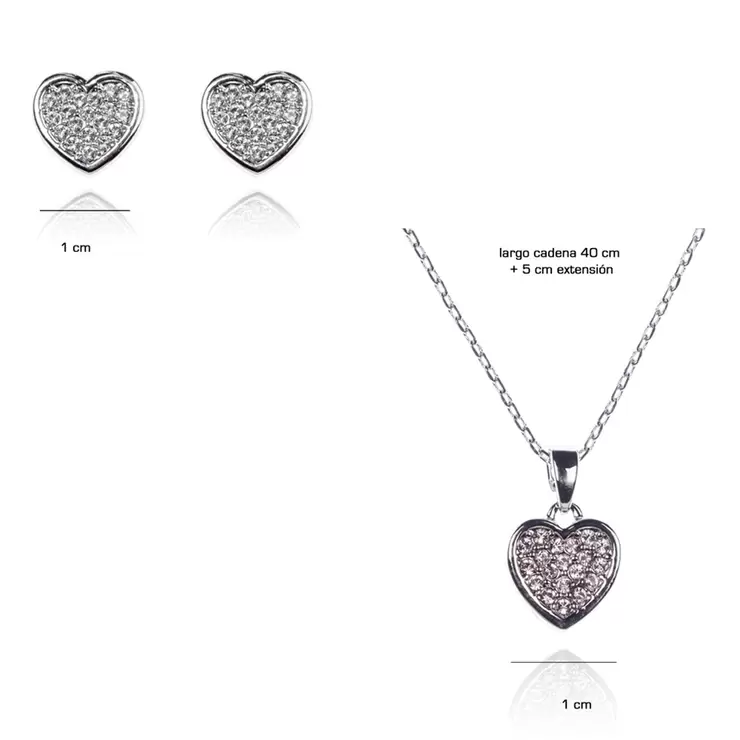 Mayfer, Juego de Aretes y Collar con Dije, en Forma de Corazón, con Cristal Austríaco — Imagen 2 de 3