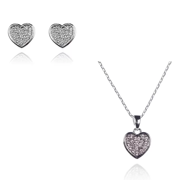 Mayfer, Juego de Aretes y Collar con Dije, en Forma de Corazón, con Cristal Austríaco — Imagen 1 de 3