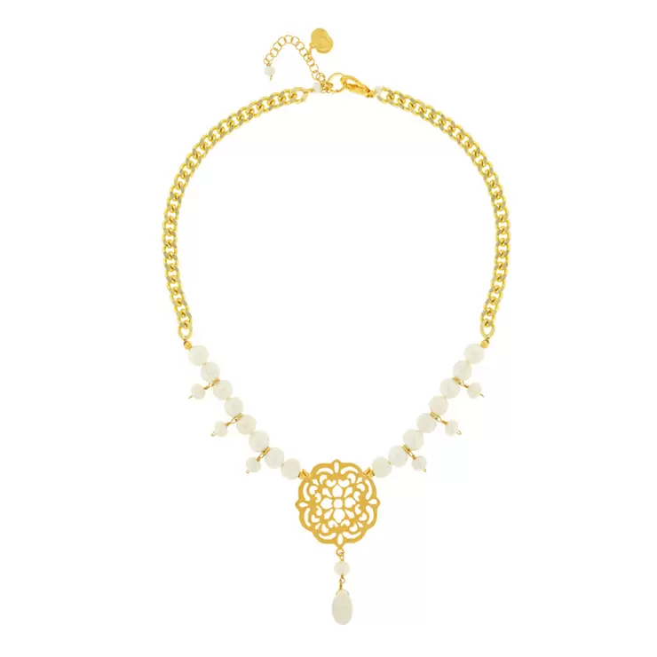 Ablime, Collar Colección Mandalas, Cadena Tipo Chunky  y Perlas de Río — Imagen 1 de 4