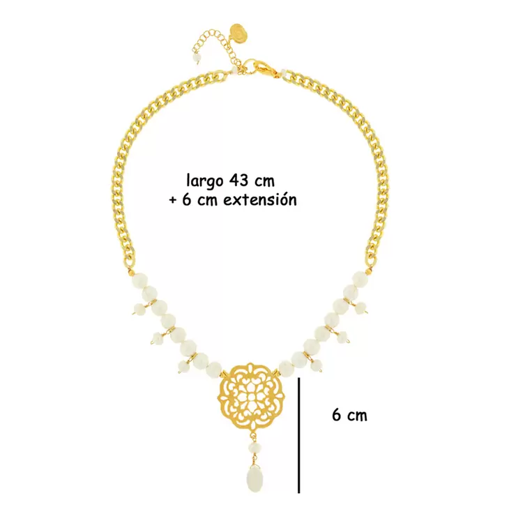 Ablime, Collar Colección Mandalas, Cadena Tipo Chunky  y Perlas de Río — Imagen 4 de 4