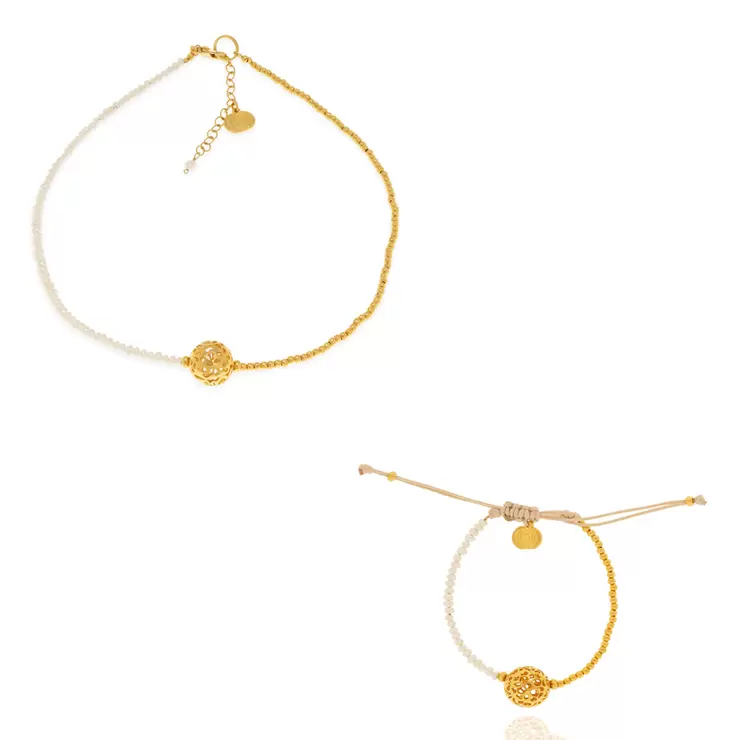 Ablime, Juego de Pulsera y Collar, Colección Mándalas, con Perlas de Río — Imagen 1 de 4