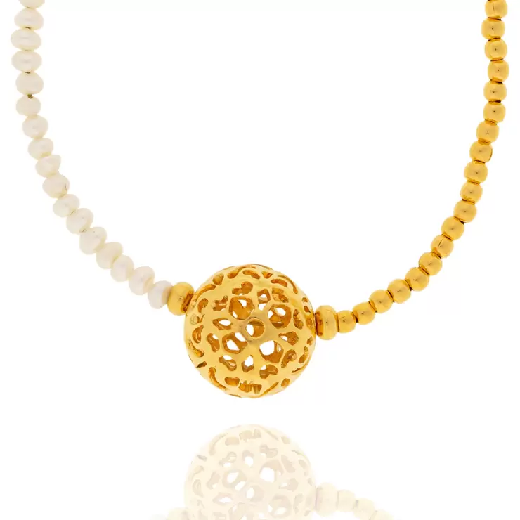 Ablime, Juego de Pulsera y Collar, Colección Mándalas, con Perlas de Río — Imagen 3 de 4