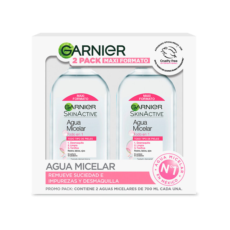 Garnier Agua Micelar Skin Active 2 pzas de 700 ml — Imagen 1 de 3