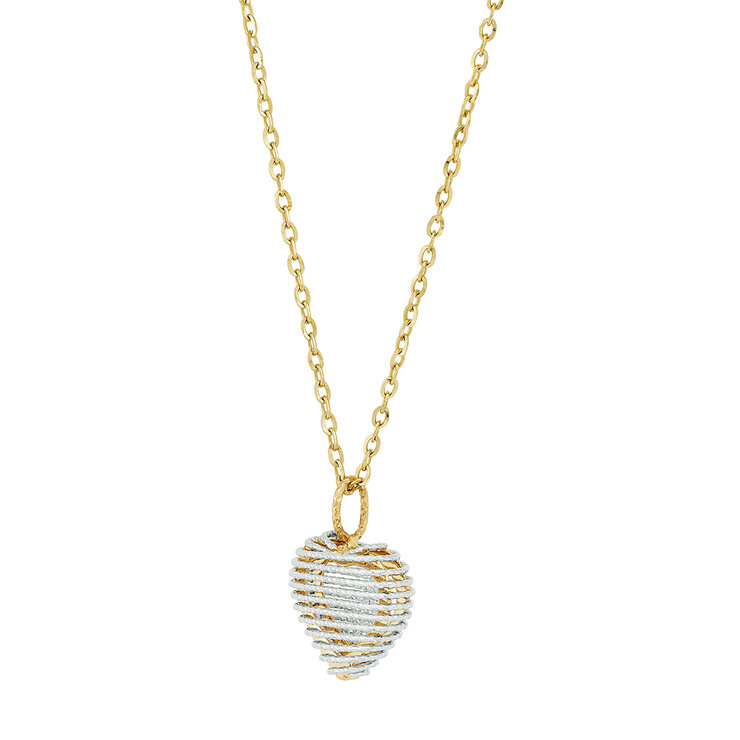 Dije en Forma de Corazón, Oro Amarillo y Blanco de 14K — Imagen 2 de 4
