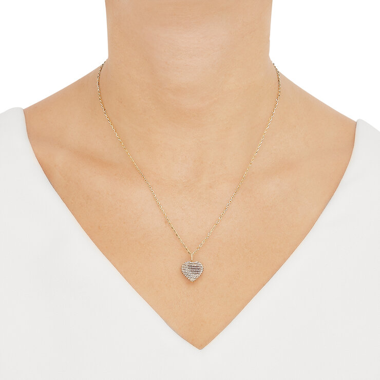 Dije en Forma de Corazón, Oro Amarillo y Blanco de 14K — Imagen 3 de 4