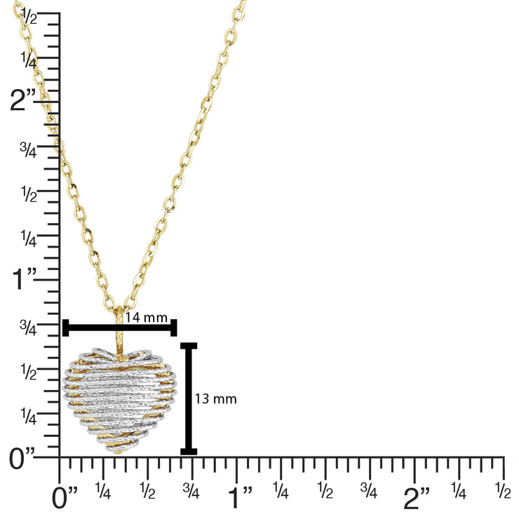 Dije en Forma de Corazón, Oro Amarillo y Blanco de 14K — Imagen 4 de 4