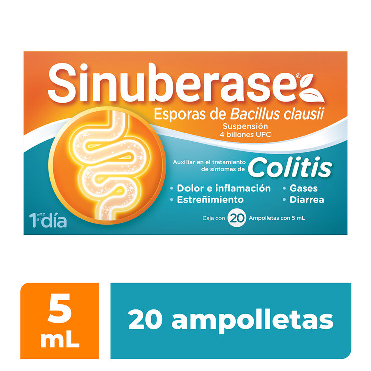 Sinuberase Colitis 4 Billones de Probióticos 20 Ampolletas — Imagen 1 de 4