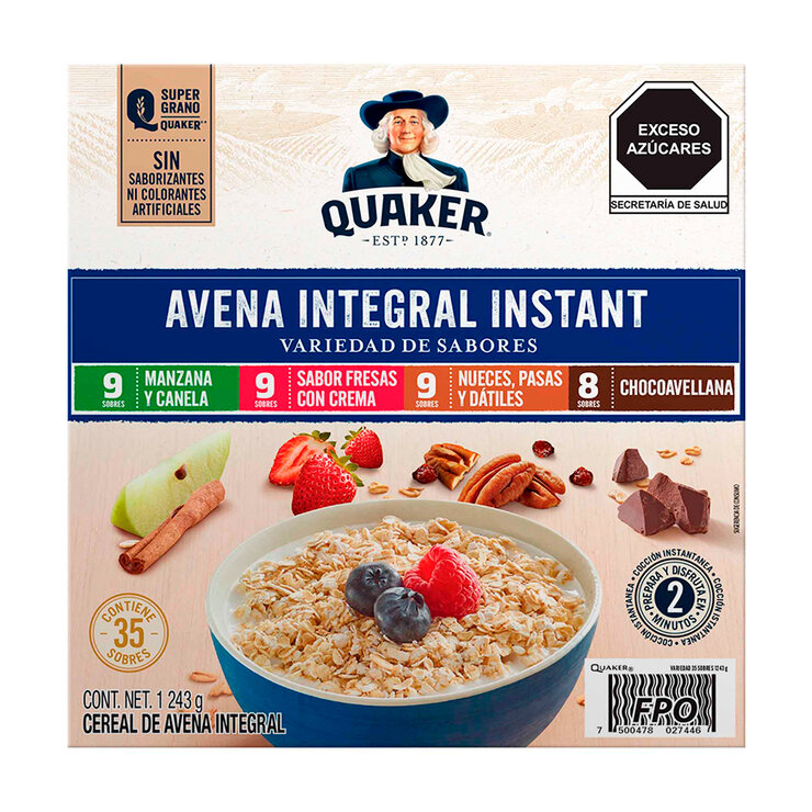  Quaker Avena Integral Instantánea Variedad de Sabores 35 sobres  — Imagen 1 de 4