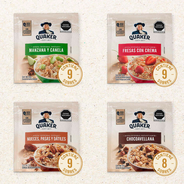 Quaker Avena Integral Instantánea Variedad de Sabores 35 sobres  — Imagen 2 de 4