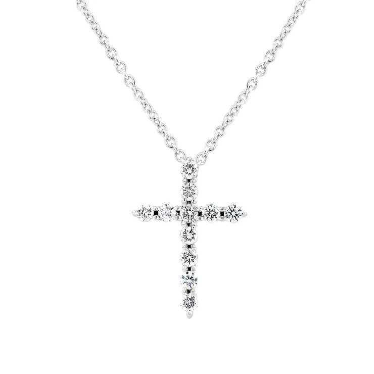 0.24ctw, Collar de Cruz de Diamantes, Oro Blanco de 14K — Imagen 1 de 2