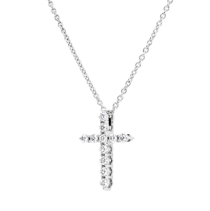 0.24ctw, Collar de Cruz de Diamantes, Oro Blanco de 14K — Imagen 2 de 2