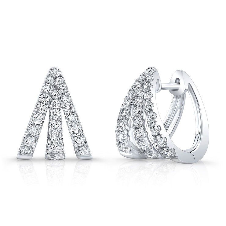 Aretes de Diamantes, 0.96ctw, Oro Blanco de 14K — Imagen 1 de 4