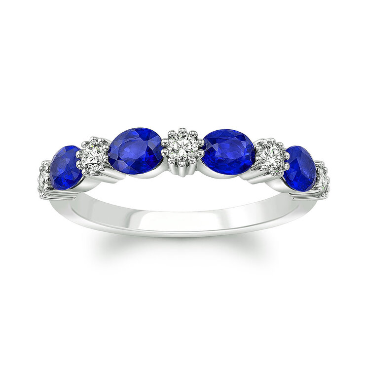 Anillo de Zafiro Azul y Diamantes 0.25ctw, Oro Blanco de 14K — Imagen 1 de 4
