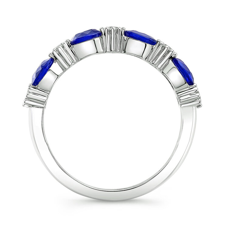 Anillo de Zafiro Azul y Diamantes 0.25ctw, Oro Blanco de 14K — Imagen 2 de 4