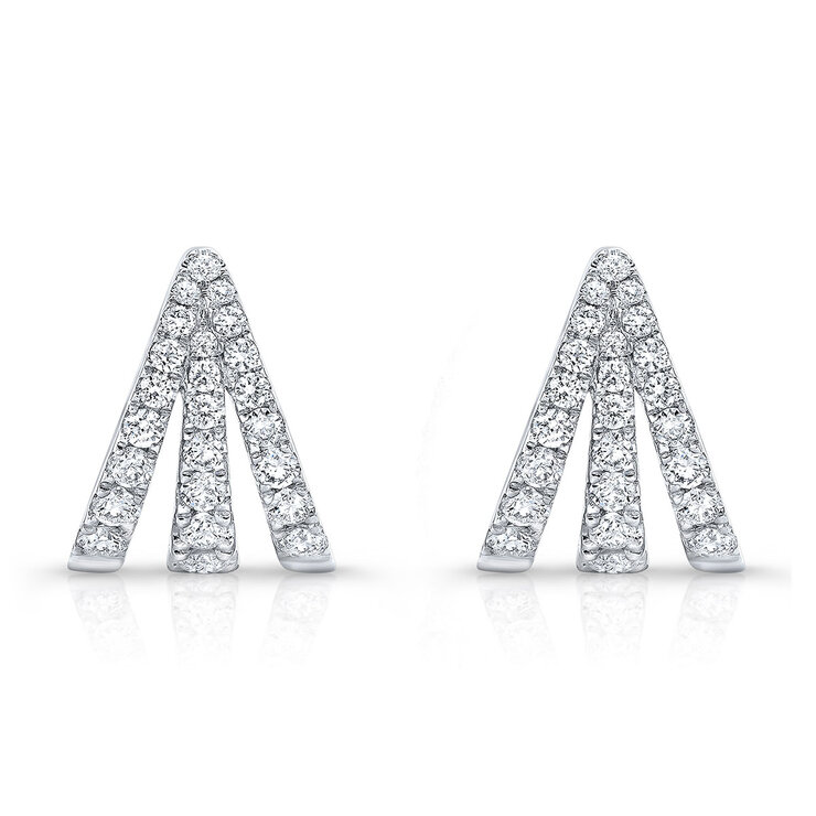 Aretes de Diamantes, 0.96ctw, Oro Blanco de 14K — Imagen 3 de 4