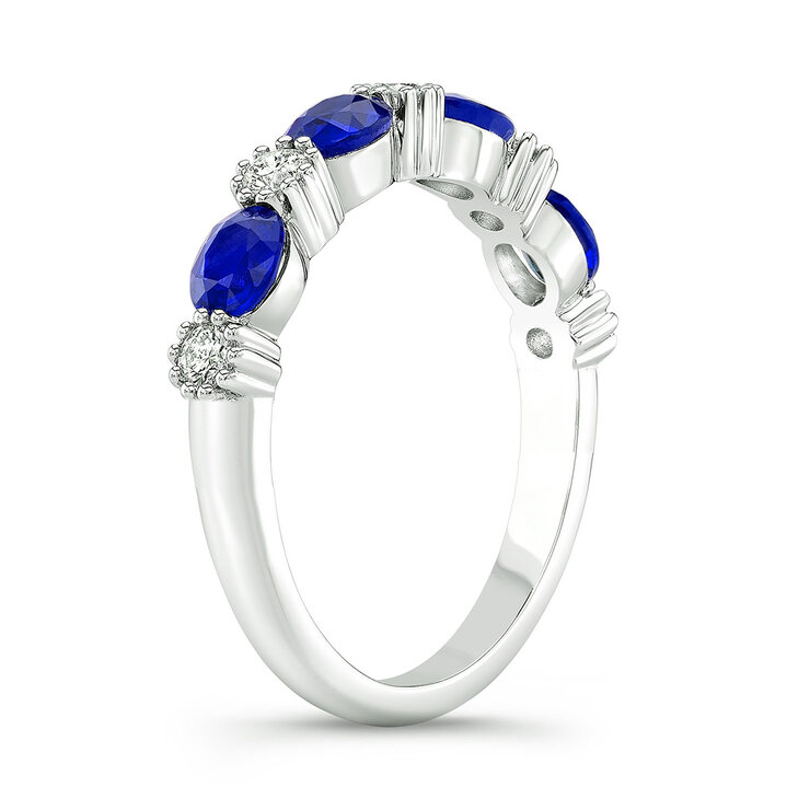 Anillo de Zafiro Azul y Diamantes 0.25ctw, Oro Blanco de 14K — Imagen 3 de 4