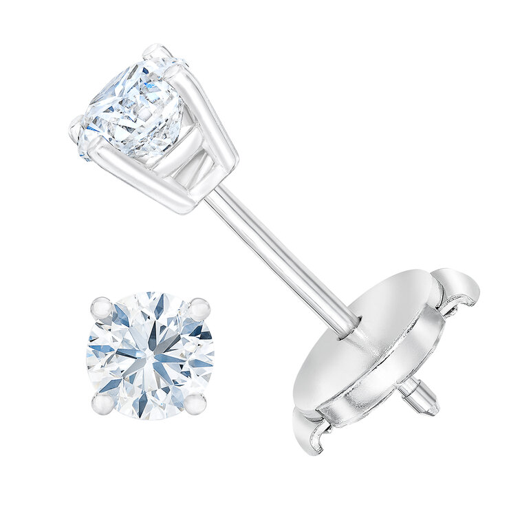 Aretes de Diamantes 1.0ctw, Platino, Redondo — Imagen 1 de 4