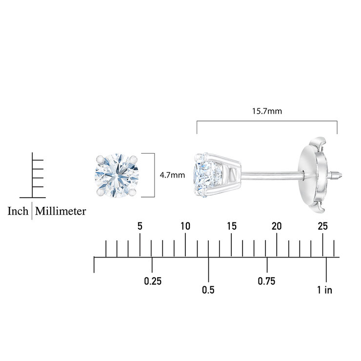 Aretes de Diamantes 1.0ctw, Platino, Redondo — Imagen 3 de 4