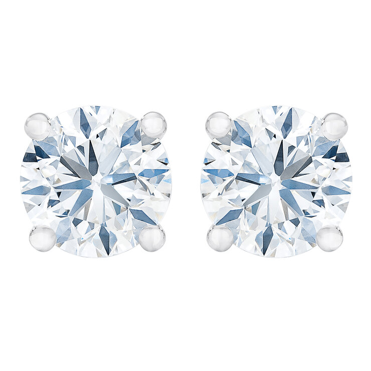Aretes de Diamantes 1.0ctw, Platino, Redondo — Imagen 4 de 4