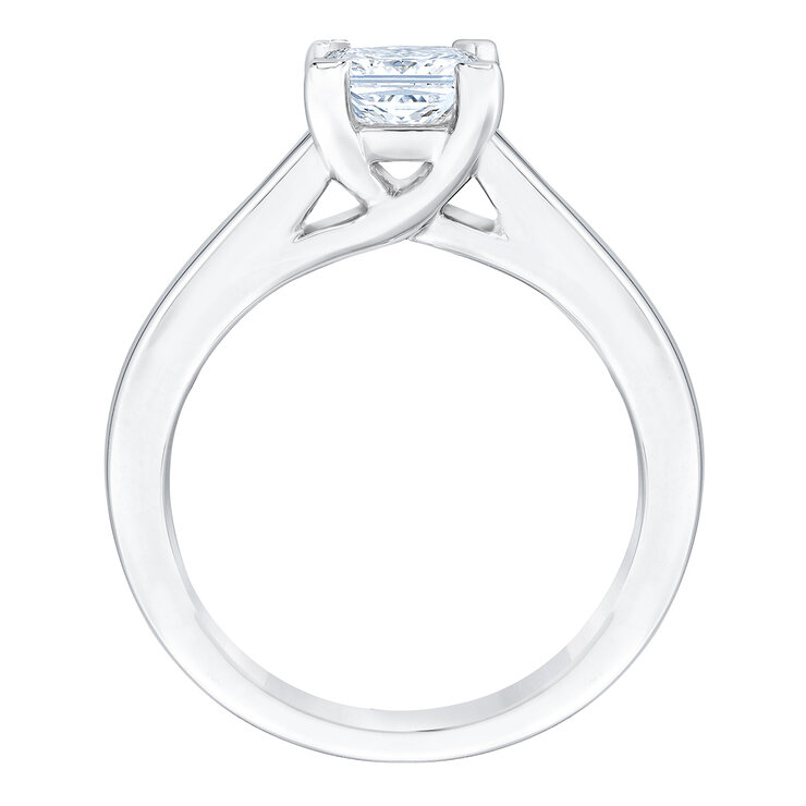 Anillo, 1.0ct Diamante Solitario, Corte Princesa, Platino — Imagen 2 de 4