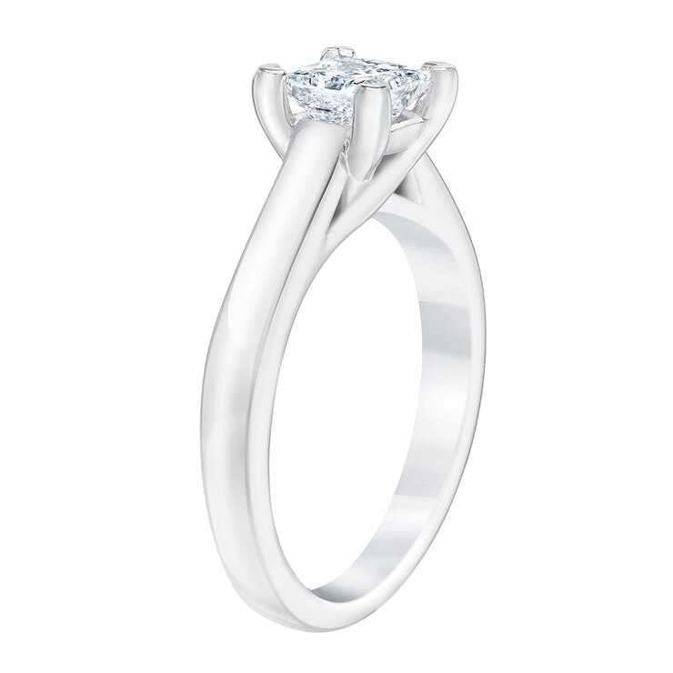 Anillo, 1.0ct Diamante Solitario, Corte Princesa, Platino — Imagen 3 de 4