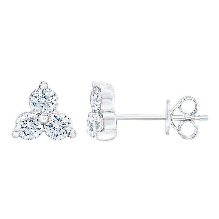 Aretes, 0.75cttw Diamantes, Oro blanco de 14K — Imagen 1 de 3
