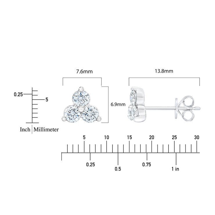 Aretes, 0.75cttw Diamantes, Oro blanco de 14K — Imagen 3 de 3