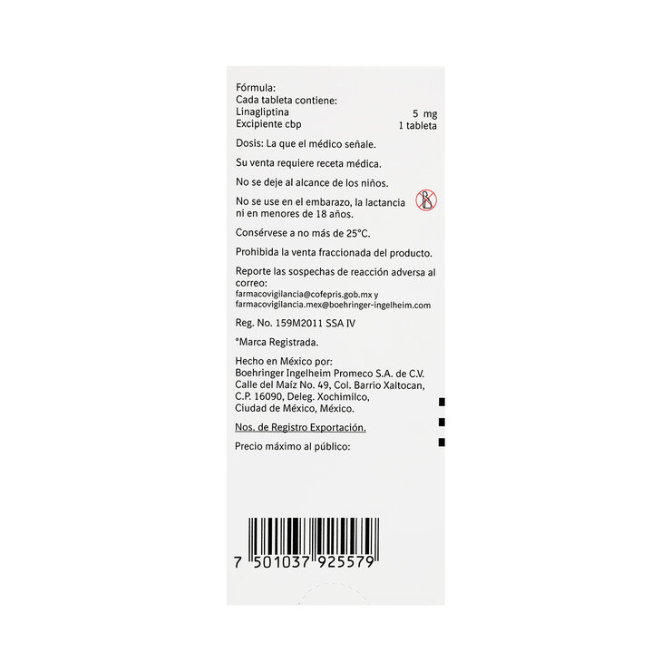 Trayenta 5mg  30 Tabletas — Imagen 2 de 2