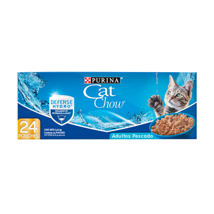 Cat Chow Purina Alimento Húmedo Adulto Sabor Pescado 24 pzas 85 g  — Imagen 1 de 3