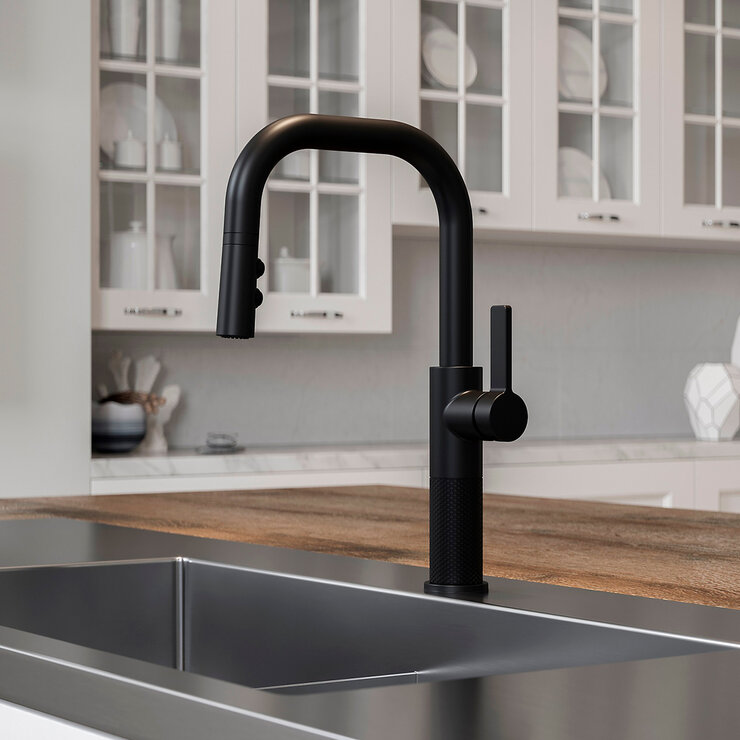 Pfister, Grifo Monomando de Cocina Desplegable Montay, Negro Mate — Imagen 4 de 4
