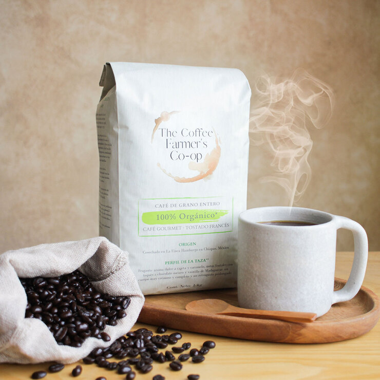  ﻿The Coffee Farmer's Co-op Café Gourmet 100% Orgánico Tostado Francés Grano Entero 1 kg  — Imagen 4 de 4