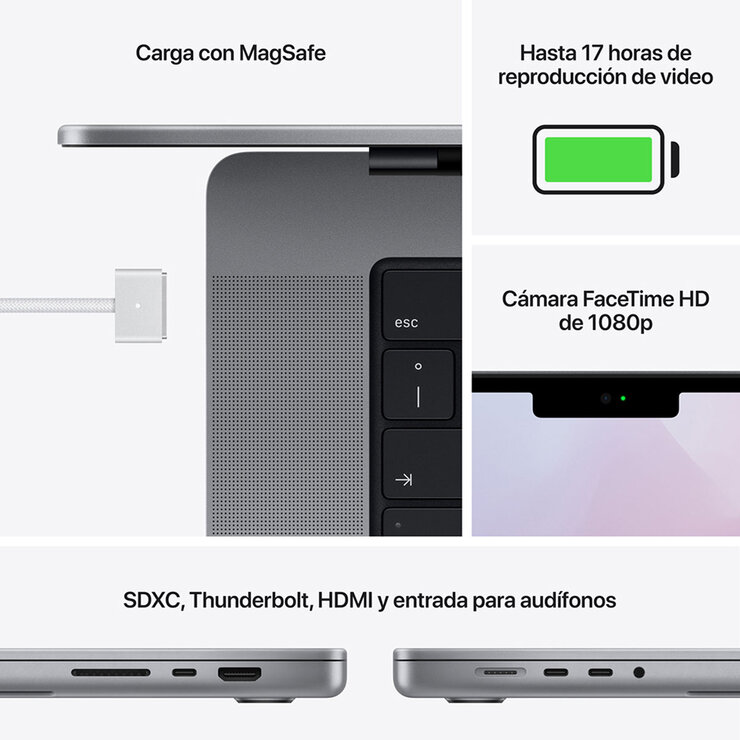 Apple Macbook Pro 14" Chip M1 Pro 1TB Gris Espacial — Imagen 3 de 4