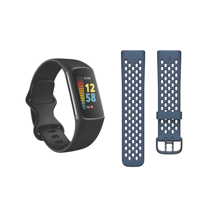 Fitbit Bundle Tracker Charge 5 Graphite Black + Correa Deportiva Grande - Deep Sea — Imagen 1 de 4