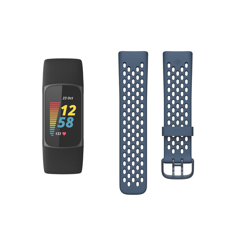 Fitbit Bundle Tracker Charge 5 Graphite Black + Correa Deportiva Grande - Deep Sea — Imagen 2 de 4