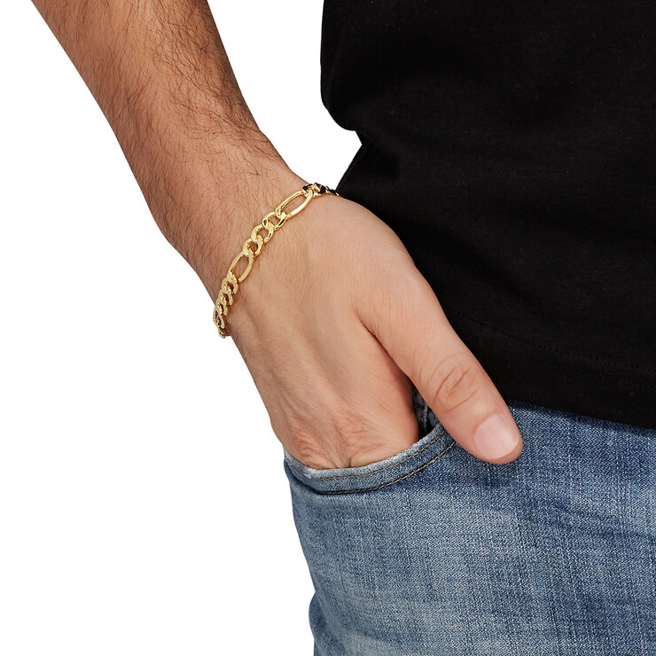 Pulsera para Caballero, Figaro, 21.59cm, Oro Italiano de 14K — Imagen 3 de 3