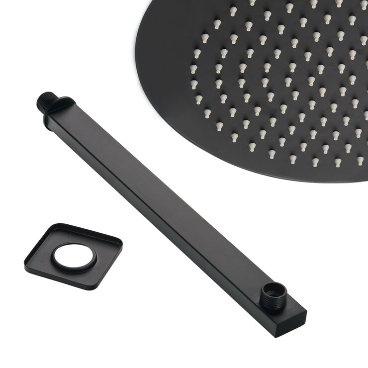 Rubinett, Regadera Redonda tipo Lluvia - Negro Mate — Imagen 2 de 4